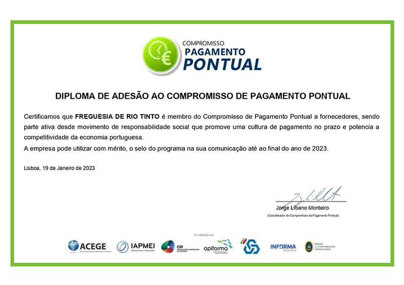 2023 01 24 Diploma Freguesia de Rio Tinto